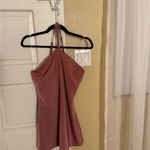 Elegant Pink Halter Dress